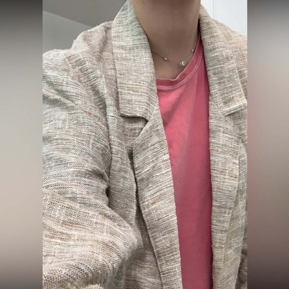 Light weight cream/ mixed color sweater/ cardigan size M/L